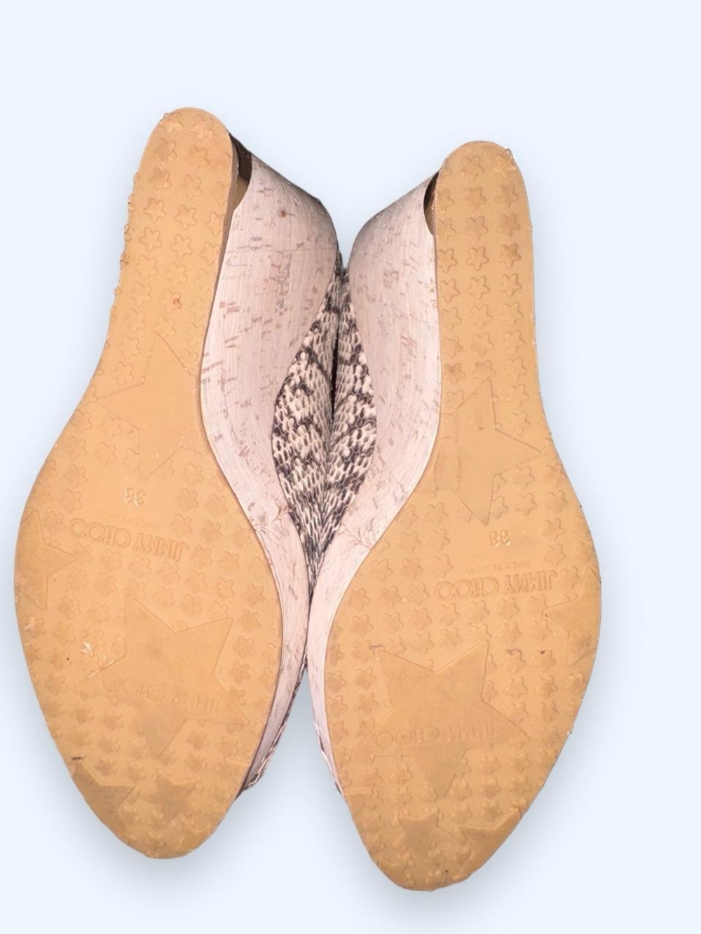 Vintage Jimmy Choo Snakeskin Cork Platform Wedges EU 38/US 7 - Picture 7 of 7